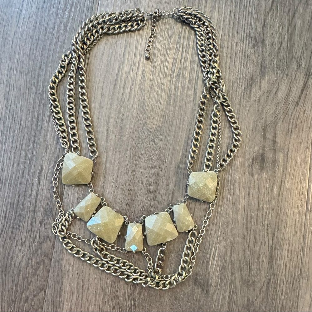 New Free People Gold Layered Geometric Necklace